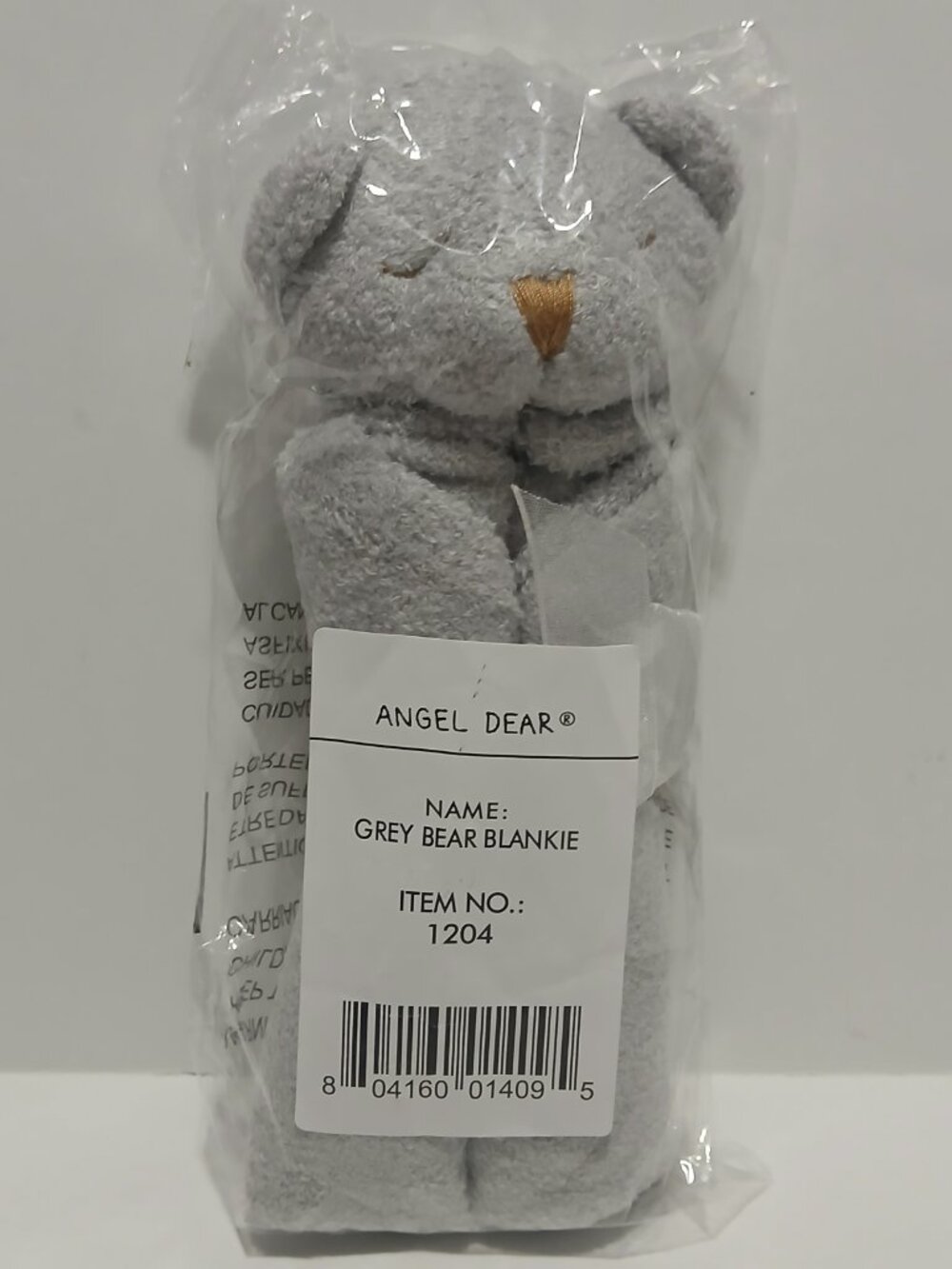 Angel Dear Grey Bear Lovie Security Blanket 13"x13" Gray Blankie 1204 NWT NEW